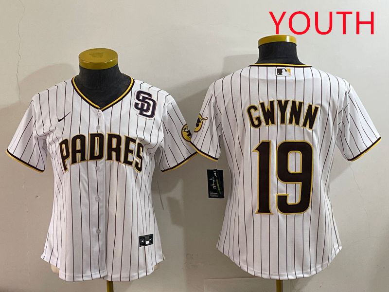 Youth San Diego Padres #19 Gwynn White Stripe Game 2025 Nike MLB Jersey style 3->youth mlb jersey->Youth Jersey